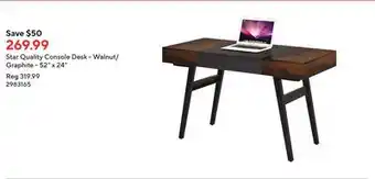 Staples Star Quality Console Desk - Walnut/Graphite - 52 x 24 offer