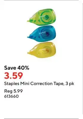 Staples Staples Mini Correction Tape, 3 pk offer