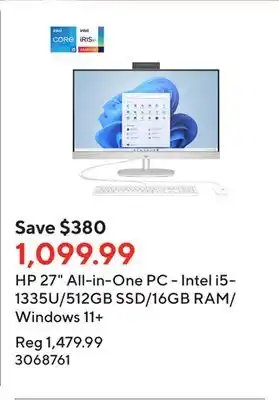 Staples HP 27 All-in-One PC - Intel i5-1335U/512GB SSD/16GB RAM/Windows 11+ offer