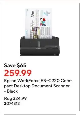 Staples Epson WorkForce ES-C220 Compact Desktop Document Scanner - Black offer