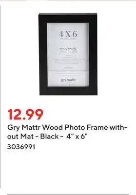 Staples Gry Mattr Wood Photo Frame without Mat - Black - 4 x 6 offer