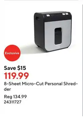 Staples 8-Sheet Micro-Cut Personal Shredder offer