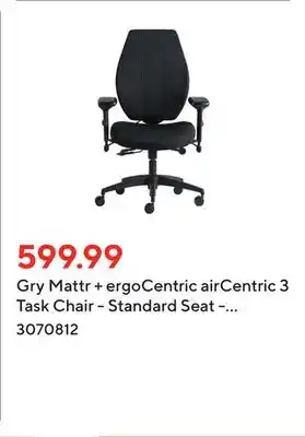 Staples Gry Mattr + ergoCentric airCentric 3 Task Chair - Standard Seat - Black offer