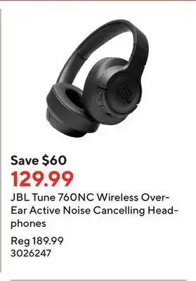 Staples JBL Tune 760NC Wireless Over-Ear Active Noise Cancelling Headphones offer