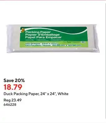 Staples Duck Packing Paper, 24 x 24, White offer