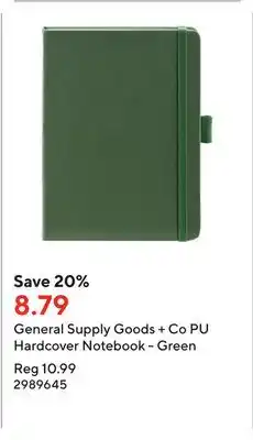 Staples General Supply Goods + Co PU Hardcover Notebook - Green offer