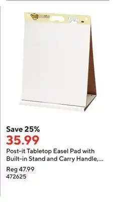 Staples Post-it Tabletop Easel Pad with Built-in Stand and Carry Handle, 20 x 23, White, 20 Sheets Per Pad offer