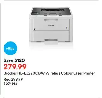 Staples Brother HL-L3220CDW Wireless Colour Laser Printer offer