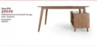 Staples MidMod by Union & Scale 60 Storage Desk - Espresso offer