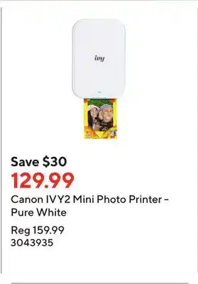 Staples Canon IVY2 Mini Photo Printer - Pure White offer