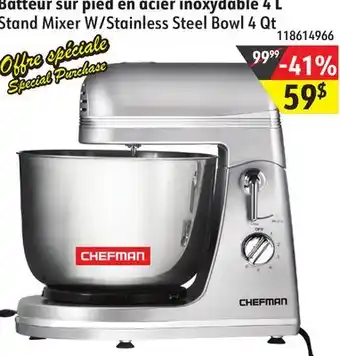 Sushi Shop Chefman Stand Mixer W/Stainless Steel Bowl offer