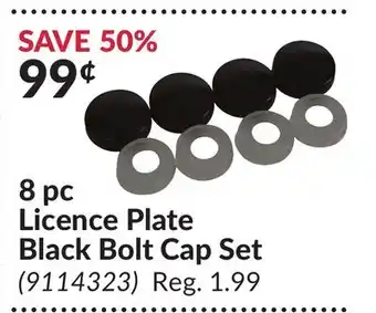 Princess Auto 8 pc Licence Plate Black Bolt Cap Set offer