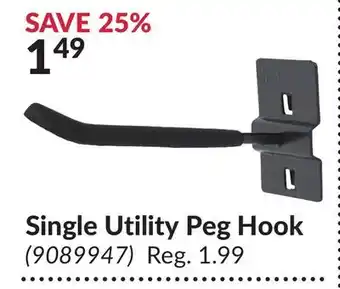 Princess Auto Single Utility Peg Hook offer