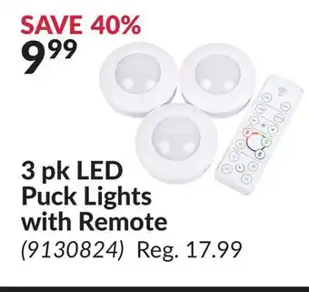 Princess Auto 3 pk LED Puck Lights with Remote offer