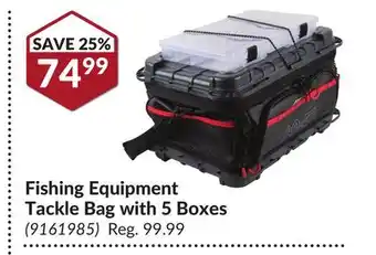Princess Auto Fishing Equipment Tackle Bag with 5 Boxes offer