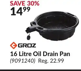 Princess Auto GROZ 16 Litre Oil Drain Pan offer