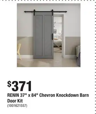 Home Depot RENIN 37 x 84 Chevron Knockdown Barn Door Kit offer