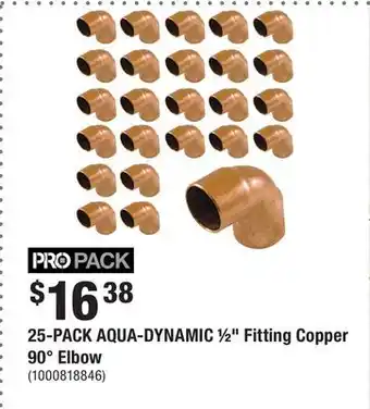 Home Depot 25-PACK AQUA-DYNAMIC ½ Fitting Copper 90° Elbow offer