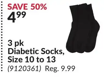 Princess Auto 3 pk Diabetic Socks, Size 10 to 13 offer