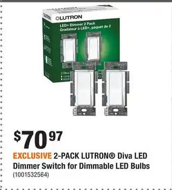 Home Depot EXCLUSIVE 2-PACK LUTRON Diva LED Dimmer Switch for Dimmable LED Bulbs offer