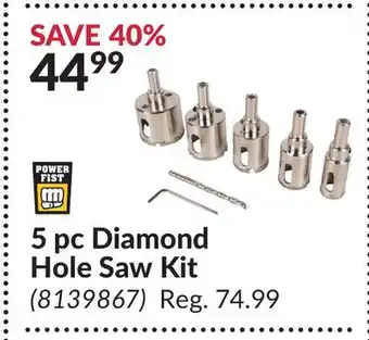 Princess Auto 5 pc Diamond Hole Saw Kit offer