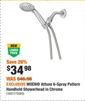 Home Depot EXCLUSIVE MOEN Attune 6-Spray Pattern Handheld Showerhead in Chrome offer