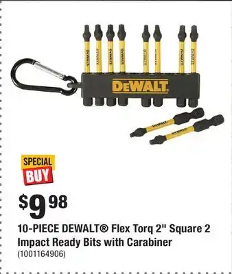 Home Depot 10-PIECE DEWALT Flex Torq 2 Square 2 Impact Ready Bits with Carabiner offer