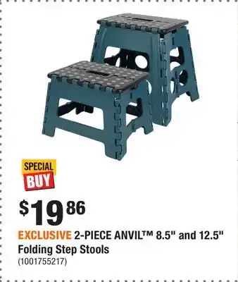 Home Depot EXCLUSIVE 2-PIECE ANVIL 8.5 and 12.5 Folding Step Stools offer