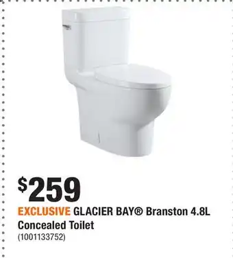 Home Depot EXCLUSIVE GLACIER BAY Branston 4.8L Concealed Toilet offer
