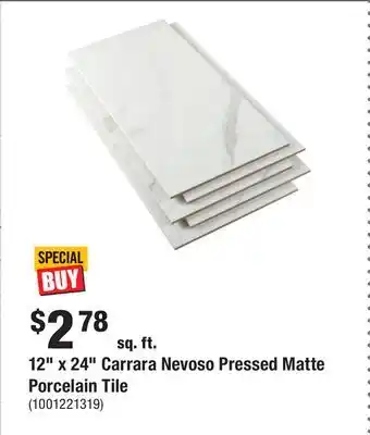 Home Depot 12 x 24 Carrara Nevoso Pressed Matte Porcelain Tile offer