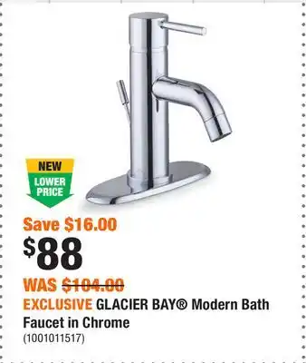Home Depot EXCLUSIVE GLACIER BAY Modern Bath Faucet in Chrome offer