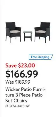 Walmart Wicker Patio Furniture 3 Piece Patio Set Chairs offer