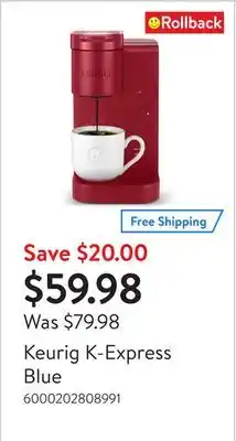 Walmart Keurig K-Express Blue offer