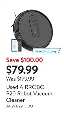 Walmart Used AIRROBO P20 Robot Vacuum Cleaner offer