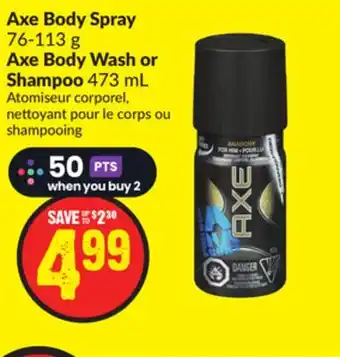 Chalo FreshCo Axe Body Spray 76-113 g Axe Body Wash or Shampoo 473 mL offer