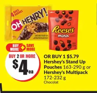 FreshCo Hershey's Stand Up Pouches 163-290g or Hershey's Multipack 172-232g offer
