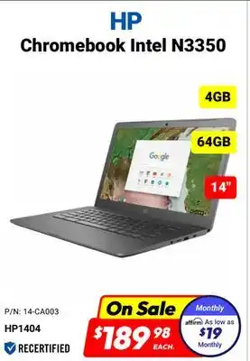 Factory Direct HP Chromebook Intel N3350 offer