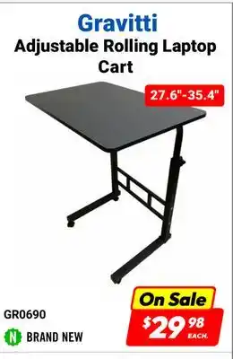 Factory Direct Gravitti Adjustable Rolling Laptop Cart offer