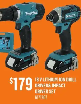 Canac 18 V Lithium-Ion Drill Driver& Impact Driver Set offer