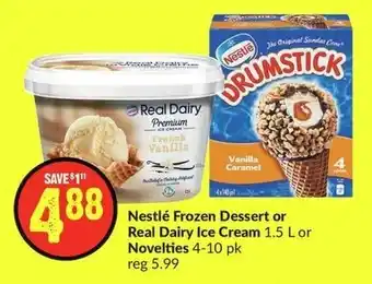 FreshCo Nestlé Frozen Dessert or Real Dairy Ice Cream 1.5L or Novelties 4-10 pk offer