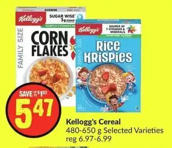 FreshCo Kellogg's Cereal 480-650g offer