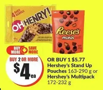FreshCo Hershey's Stand Up Pouches 163-290g or Hershey's Multipack 172-232g offer