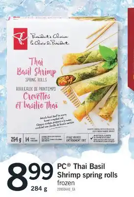Fortinos PC THAI BASIL SHRIMP SPRING ROLLS 284 g offer
