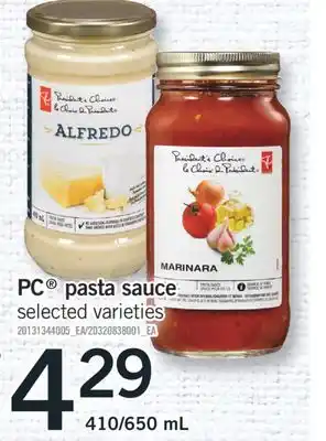 Fortinos PC PASTA SAUCE, 410/650 ML offer