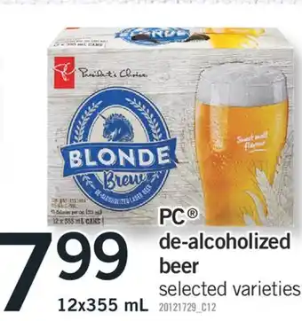 Fortinos PC DE-ALCOHOLIZED BEER, 12x355 mL offer