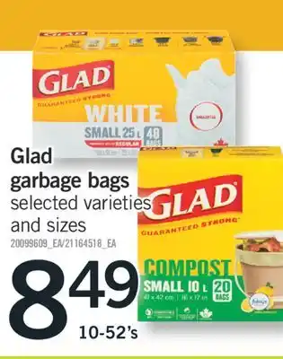 Fortinos Glad garbage bags 10-52's offer