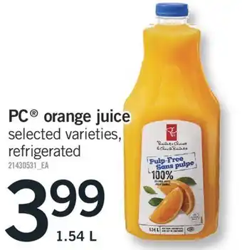 Fortinos PC ORANGE JUICE offer