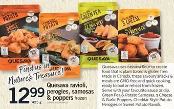 Fortinos QUESAVA RAVIOLI PEROGIES, SAMOSAS & POPPERS, 425 G offer