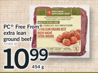 Fortinos PC FREE FROM EXTRA LEAN GROUND BEEF, 454 g offer