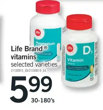 Fortinos LIFE BRAND VITAMINS offer